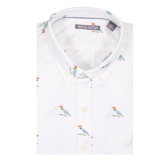 NWT Michael Bastian Men's White W/Parrot Print Short Sleeve Button Shirt - XXL - Picture 3 of 7